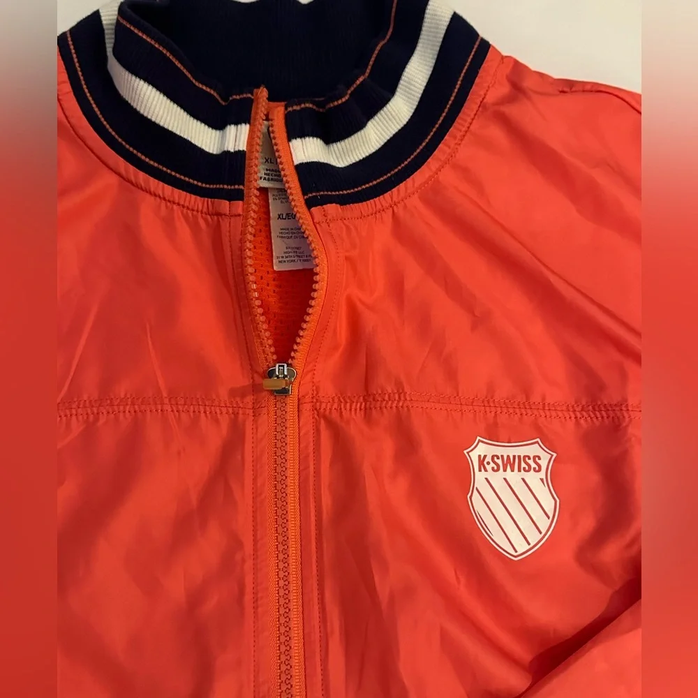 K-Swiss XL Chrome Cropped Windbreaker/ Vintage Style Track Jacket